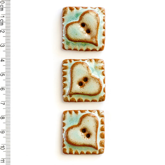 Handmade Square Heart Buttons