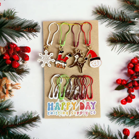 Christmas Stitch Markers & Progress Keepers with Bulb Pins
