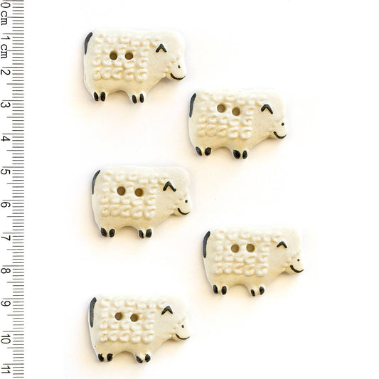 Handmade White Sheep Buttons